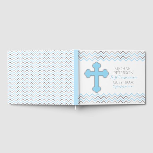 Cross Guest Book-Blue & Silver Gastenboek (Volledig)
