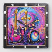 Cross Guitars Music Worship Art Vierkante Klok (Voorkant)