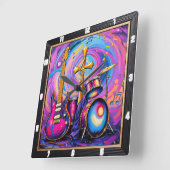 Cross Guitars Music Worship Art Vierkante Klok (Hoek)