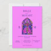 Cross hart gebrandschilderd glas kunst bruiloft ui kaart (Voorkant)