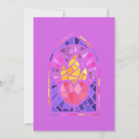 Cross hart gebrandschilderd glas kunst bruiloft ui kaart (Achterkant)