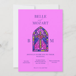 Cross hart gebrandschilderd glas kunst bruiloft ui kaart