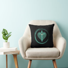 Cross Heart Circle Emerald Green Pillow Kussen