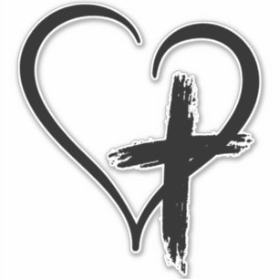 Cross Heart Symbool Sticker