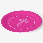 Cross Hot Pink Communion Baptisme Christening Papieren Bordje (Gekanteld)