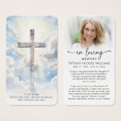 Cross In Loving Memory Christian Prayer Cards Visitekaartje (Voorkant /achterkant)