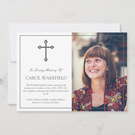 Cross-in Loving Memory Photo Announge Kaart (Voorkant)