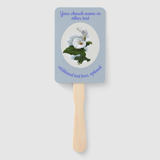 Cross in the Clouds met White Flowers, Christelijk Handwaaier (Achterkant)