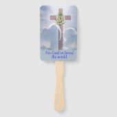 Cross in the Clouds met White Flowers, Christelijk Handwaaier (Voorkant)