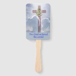 Cross in the Clouds met White Flowers, Christelijk Handwaaier