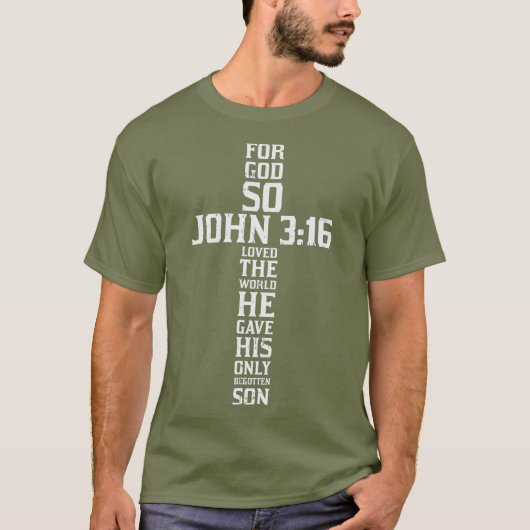 Cross John 316 Verse Bijbelgod Jezus Faith Gift T-shirt (Voorkant)