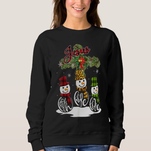 Cross Js Merry Kerstmis Snowman Funny Xmas voor KH Trui (Voorkant)