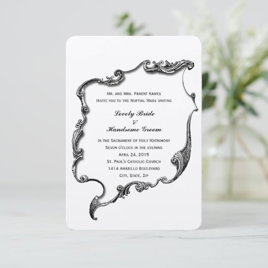  cross-katholieke uitnodiging tot kleine bruiloft (Staand voorkant)