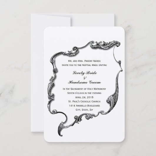 cross-katholieke uitnodiging tot kleine bruiloft (Voorkant)