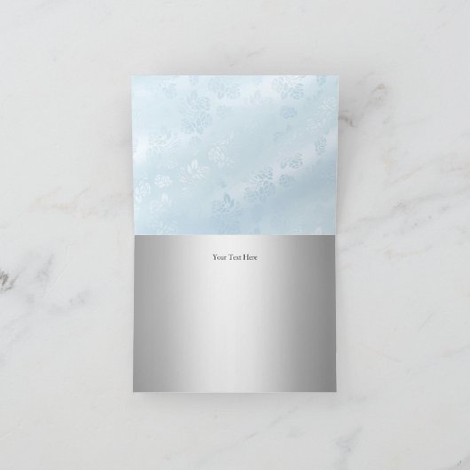 Cross & Lace Bow Blue Baptism Thank You Card Bedankkaart (Binnen)