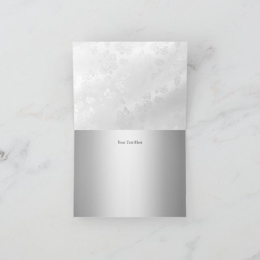 Cross & Lace Bow Zilveren Doop Dankkaart Bedankkaart (Binnen)