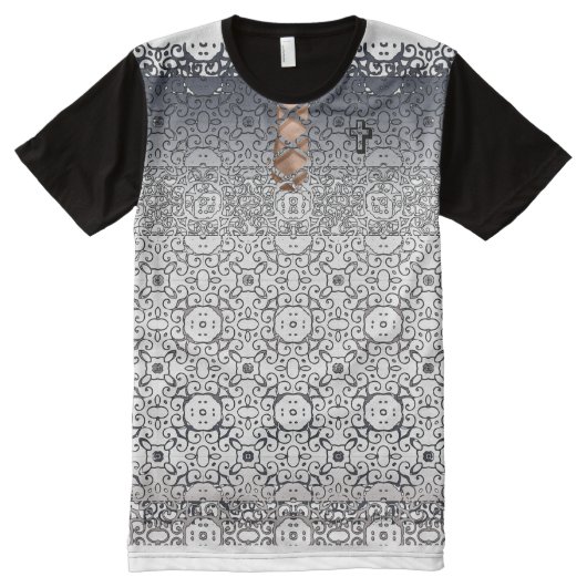 Cross Lace-up All-Over-Print T-shirt (Voorkant)