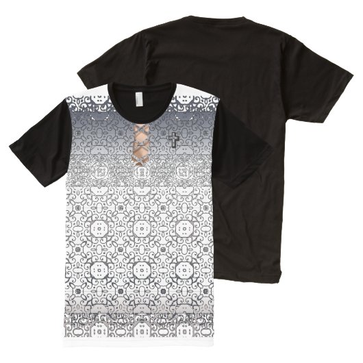 Cross Lace-up All-Over-Print T-shirt (Voorkant en achterkant)