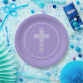 Cross Lavender Communion Baptism Christen Papieren Bordje (Feest)