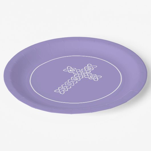 Cross Lavender Communion Baptism Christen Papieren Bordje (Gekanteld)