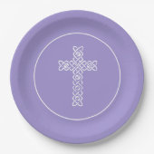 Cross Lavender Communion Baptism Christen Papieren Bordje (Voorkant)
