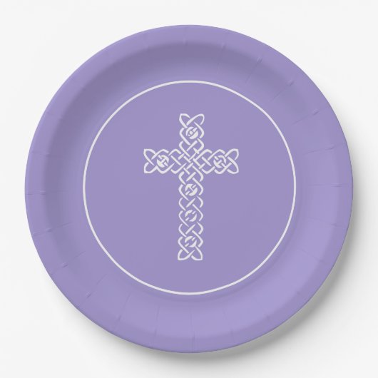 Cross Lavender Communion Baptism Christen Papieren Bordje (Voorkant)
