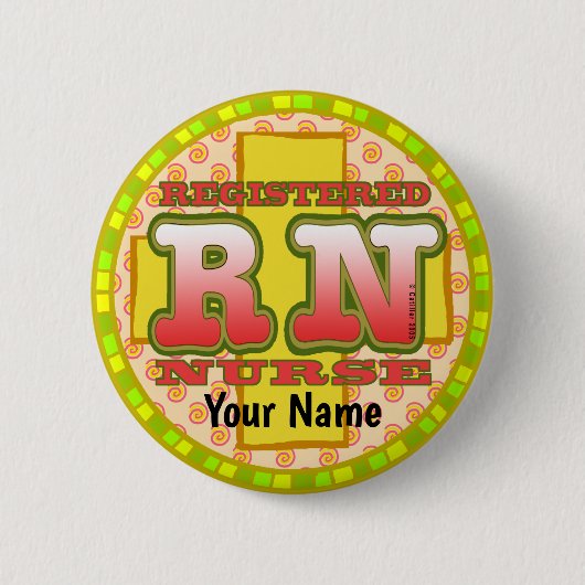 Cross Letters RN Verpleegkundige pin knop Ronde Button 5,7 Cm (Voorkant)
