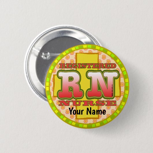 Cross Letters RN Verpleegkundige pin knop Ronde Button 5,7 Cm (Voorkant /achterkant)