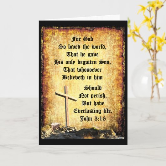 Cross & Manger voor John 3vs16 Kaart (Gele Bloem)