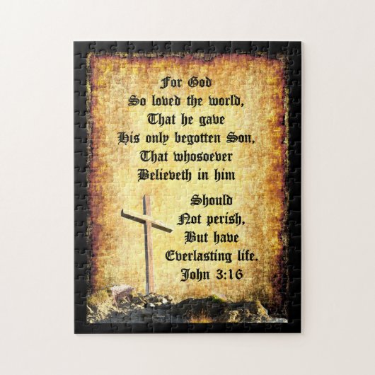 Cross & Manger voor John 3vs16 Legpuzzel (Verticaal)