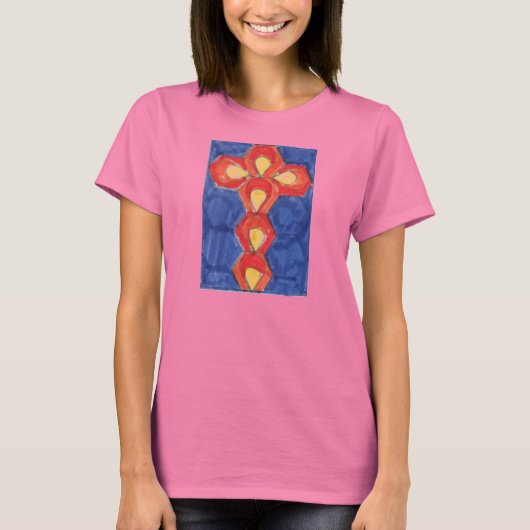 Cross Motief Bella+Canvas Ringer T-shirt (Voorkant)
