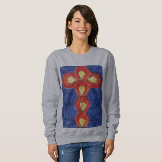 Cross Motief Dames Basic Sweatshirt (Voorkant volledig)