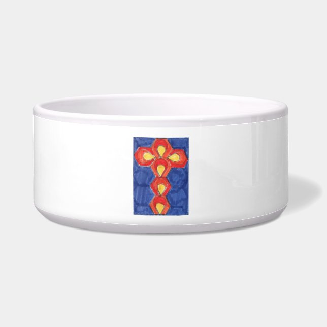 Cross Motif Large Pet Bowl Voerbakje (Voorkant)