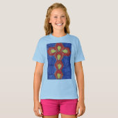 Cross Motif op een Children's Basic T-shirt met la (Voorkant volledig)