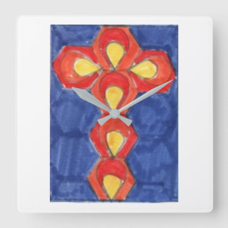 Cross Motif Square Wall klok