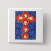 Cross Motive Square Badge Vierkante Button 5,1 Cm (Voorkant)