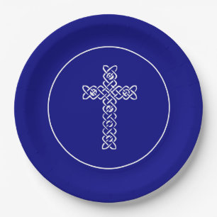 Cross   Navy Blue Community Baptism Christen Papieren Bordje