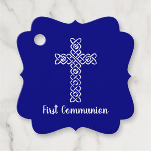 Cross   Navy Blue Community Baptism Christening Bedankjes Labels