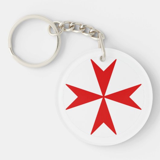 Cross Of Malta v2 (rood op wit) Sleutelhanger (Voorkant)
