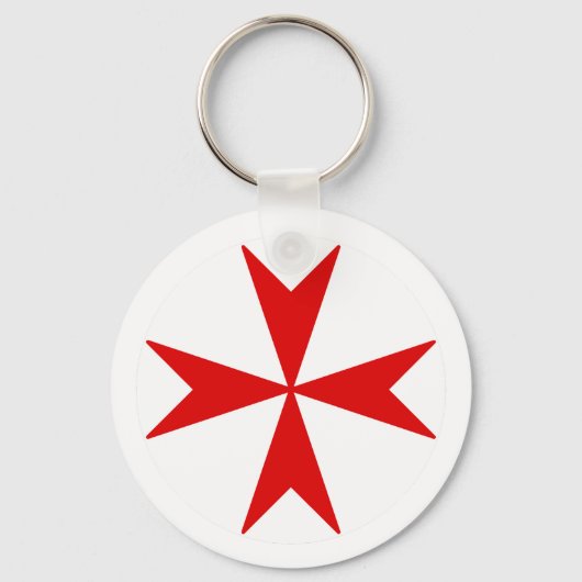 Cross Of Malta v2 (rood op wit) Sleutelhanger (Voorkant)