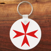 Cross Of Malta v2 (rood op wit) Sleutelhanger (Voorkant)