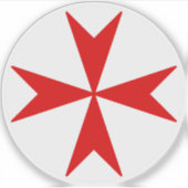 Cross Of Malta v2 (rood op wit) Sticker (Voorkant)