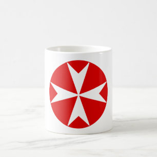 Cross Of Malta v2 (wit op rood) Koffiemok