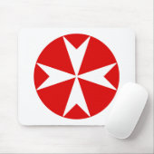 Cross Of Malta v2 (wit op rood) Muismat (Met muis)