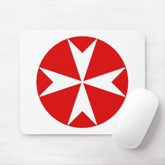 Cross Of Malta v2 (wit op rood) Muismat (Met muis)