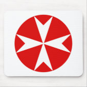Cross Of Malta v2 (wit op rood) Muismat (Voorkant)