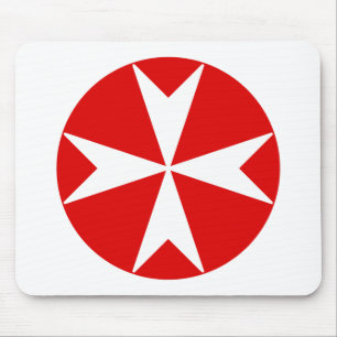 Cross Of Malta v2 (wit op rood) Muismat