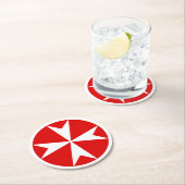 Cross Of Malta v2 (wit op rood) Ronde Kartonnen Onderzetter (Insitu)