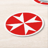 Cross Of Malta v2 (wit op rood) Ronde Kartonnen Onderzetter (Gebogen)