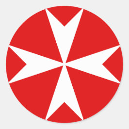 Cross Of Malta v2 (wit op rood) Ronde Sticker